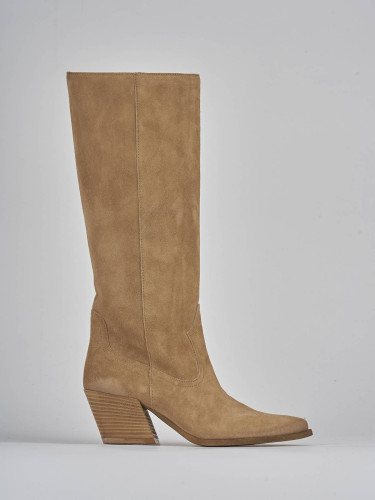 High heel boots heel 7 cm brown suede