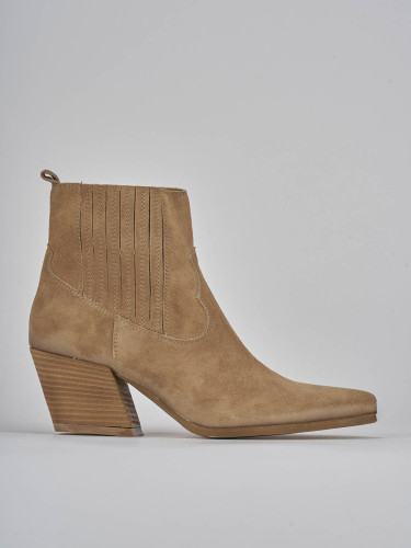 Botines de tacón alto tacón 7 cm marrón ante
