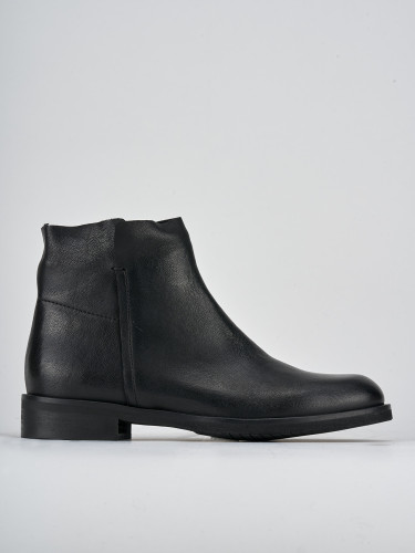 Botines de tacón bajo tacón 2 cm negro cuero