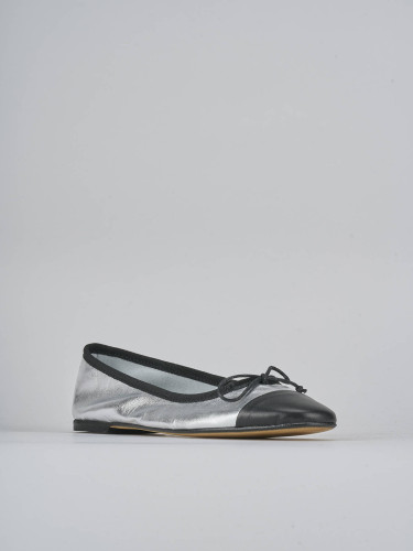 Bailarinas tacón 1 cm plata cuero