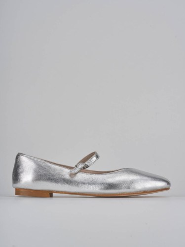 Bailarinas tacón 1 cm plata laminado
