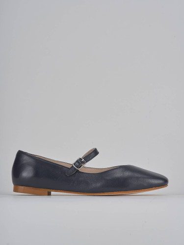 Flat shoes heel 1 cm blu leather