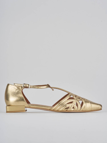 Bailarinas tacón 1 cm oro cuero