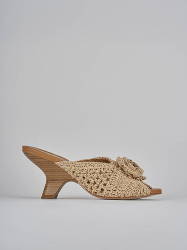Mules tacón 8 cm beis tejido