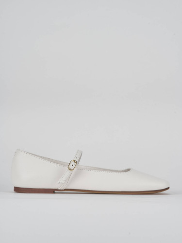 Flat shoes heel 1 cm white leather