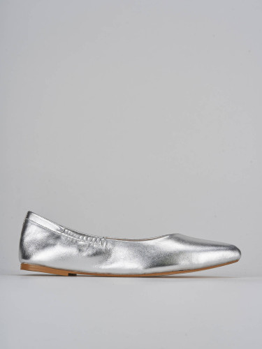 Flat shoes heel 1 cm silver laminated