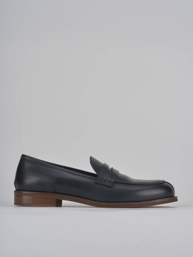 Mocassini tacco 1cm pelle blu