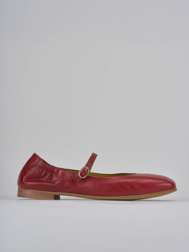 Flat shoes heel 1 cm red leather