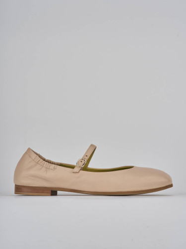 Flat shoes heel 1 cm pink leather