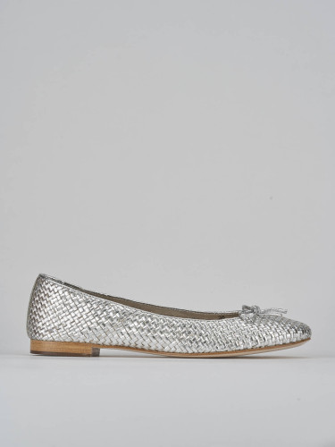 Bailarinas tacón 1 cm plata cuero