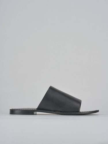 Mules tacón 1 cm negro cuero