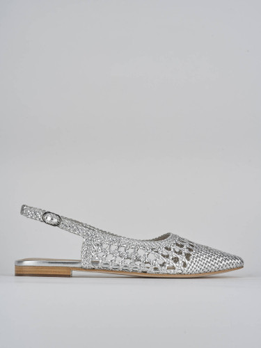 Flat shoes heel 1 cm silver leather