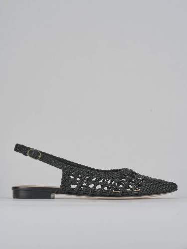 Flat shoes heel 1 cm black leather