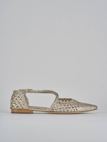 Flat shoes heel 1 cm gold leather