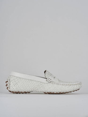 Mocasines tacón 1 cm blanco cuero