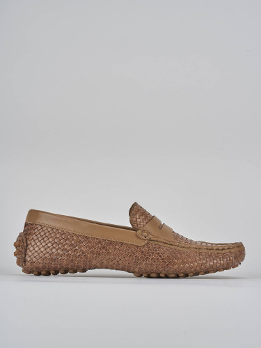 Mocasines tacón 1 cm marrón cuero