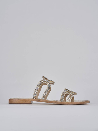 Slippers heel 1 cm white leather