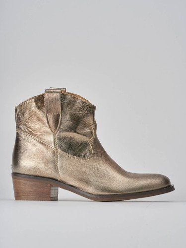 Stivaletti tacco 3cm pelle oro