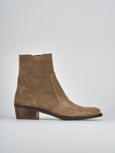 Botines de tacón bajo tacón 4 cm marrón cuero