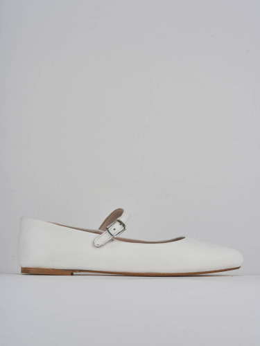 Bailarinas tacón 1 cm blanco cuero