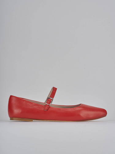 Bailarinas tacón 1 cm rojo cuero