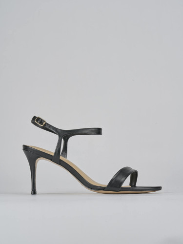 Sandalias de tacón alto tacón 7 cm negro cuero