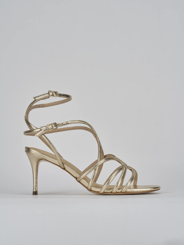 High heel sandals heel 7 cm gold leather