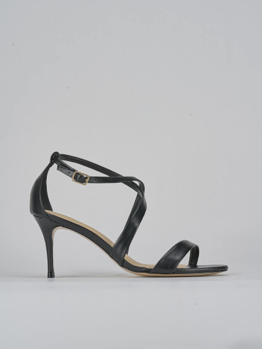 Sandalias de tacón alto tacón 7 cm negro cuero