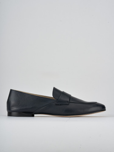 Mocasines tacón 1 cm azul cuero
