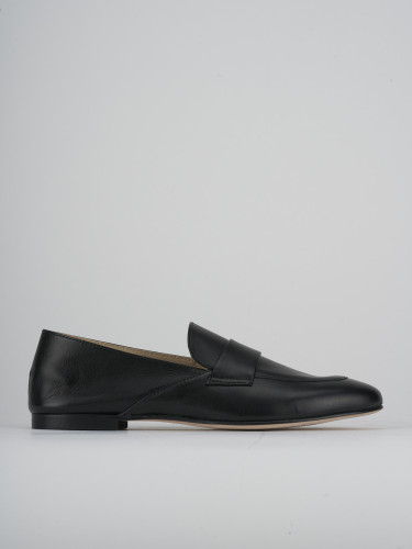 Loafers heel 1 cm black leather
