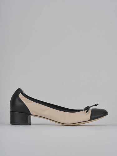 Bailarinas tacón 4 cm beis cuero