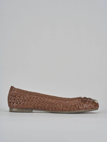 Bailarinas tacón 1 cm marrón cuero