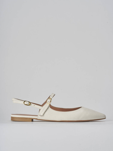 Flat shoes heel 1 cm white leather