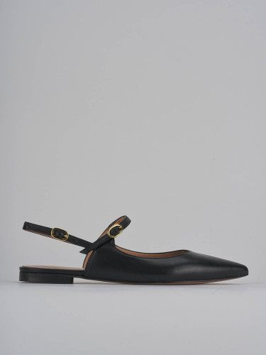 Bailarinas tacón 1 cm negro cuero