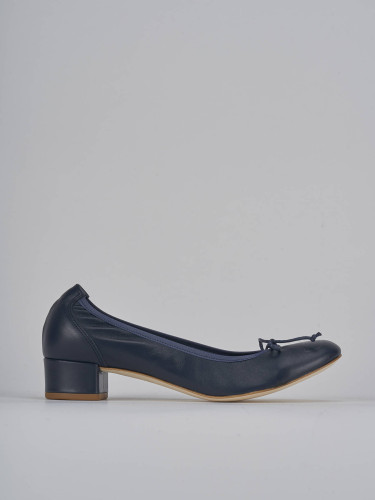 Flat shoes heel 4 cm blu leather