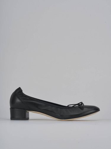 Bailarinas tacón 4 cm negro cuero