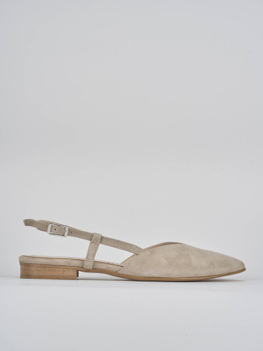 Flat shoes heel 1 cm beige suede