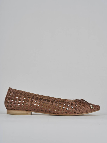 Flat shoes heel 1 cm brown leather
