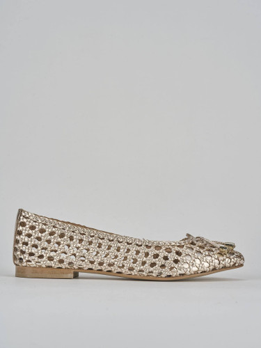 Flat shoes heel 1 cm gold leather