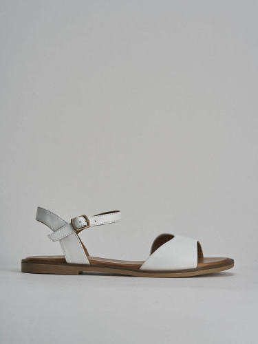 Low heel sandals heel 1 cm white leather
