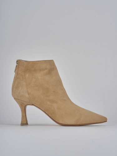 High heel ankle boots heel 7 cm beige suede