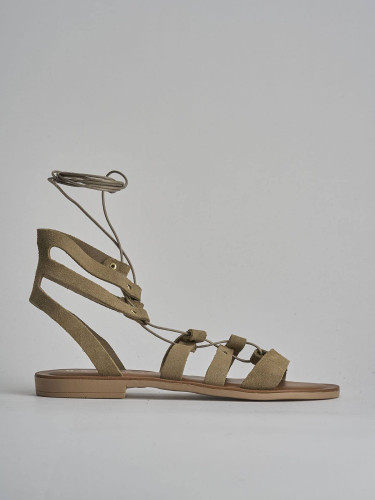 Low heel sandals heel 1 cm beige suede