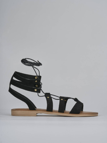Low heel sandals heel 1 cm black suede