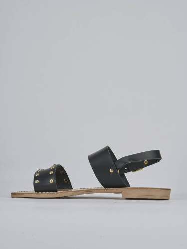 Low heel sandals heel 1 cm black leather