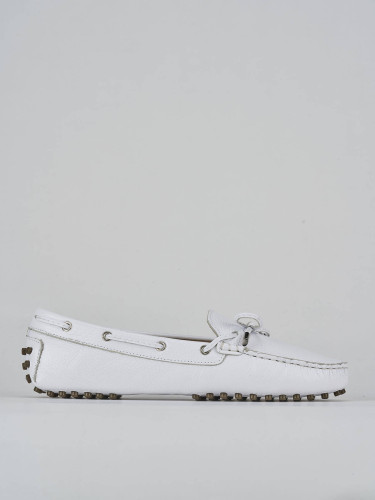 Mocasines tacón 1 cm blanco cuero