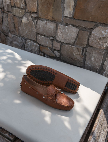 Loafers heel 1 cm brown leather
