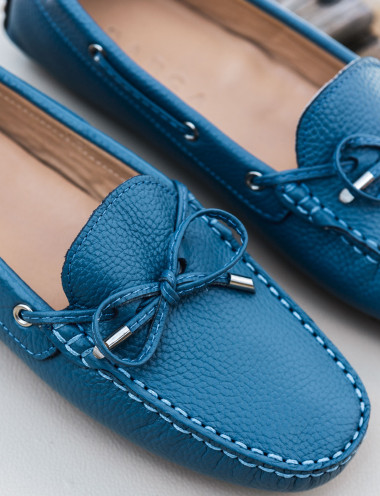 Loafers heel 1 cm jeans leather