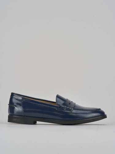 Mocasines tacón 1 cm azul cuero