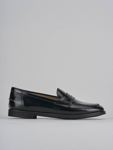 Mocasines tacón 1 cm negro cuero