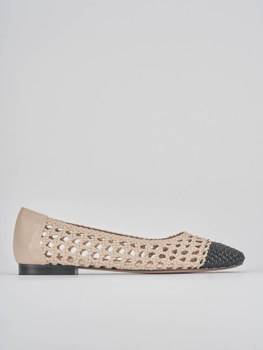 Bailarinas tacón 1 cm beis cuero